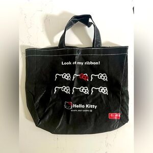 Hello Kitty Black Fabric Lightweight Tote Bag